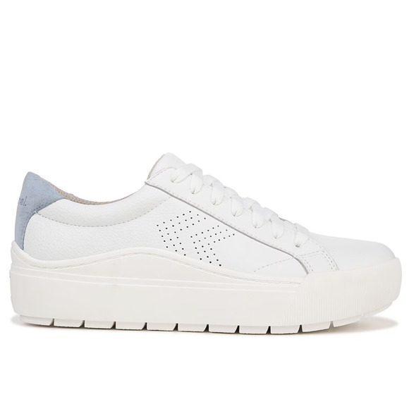 Dr. Scholls Womens Take it Easy Platform Sneaker Size 8.5 White Blue Leather NIB - Picture 2 of 13